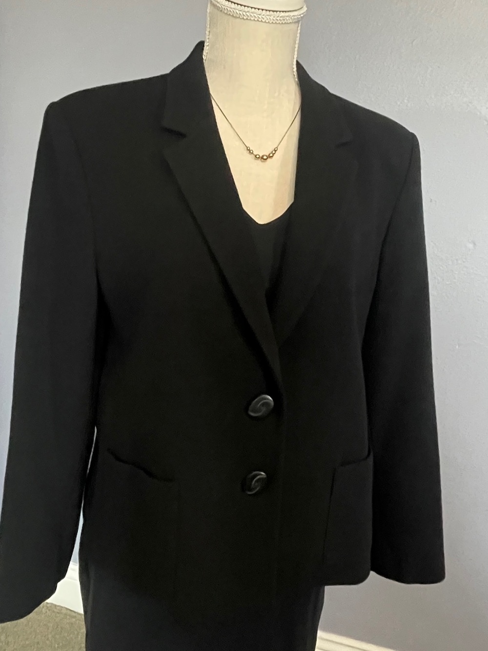 Nordstrom Gallery Vintage 90s Black Wool Tailored Blazer size 12